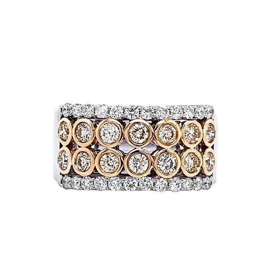 14k White and Yellow Gold 1.07ct TDW Fancy Yellow and White Diamond Wide Band