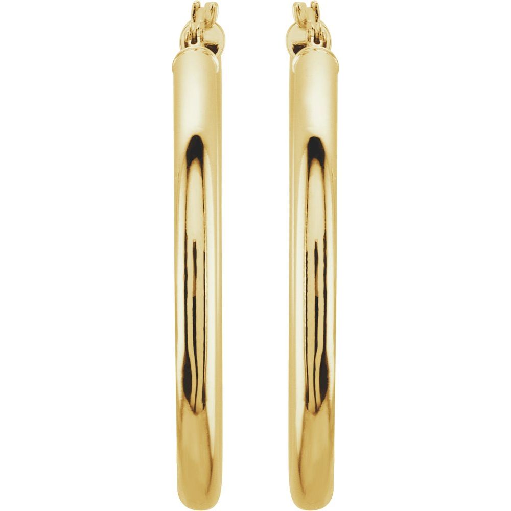 14K Yellow Gold 35 mm Tube Hoop Earrings