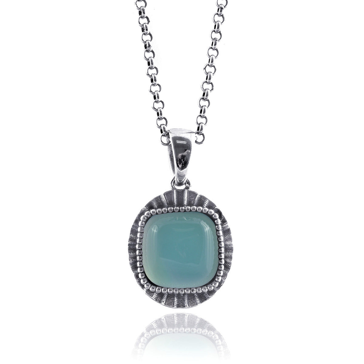 Sterling Silver Paraiba Color 6.84ct TGW Cushion-shape Agate One of a Kind Pendant Necklace
