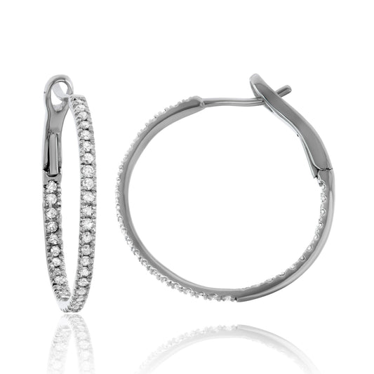 14K White Gold 0.5ct TDW White Diamond Inside-Out Hoop Earrings