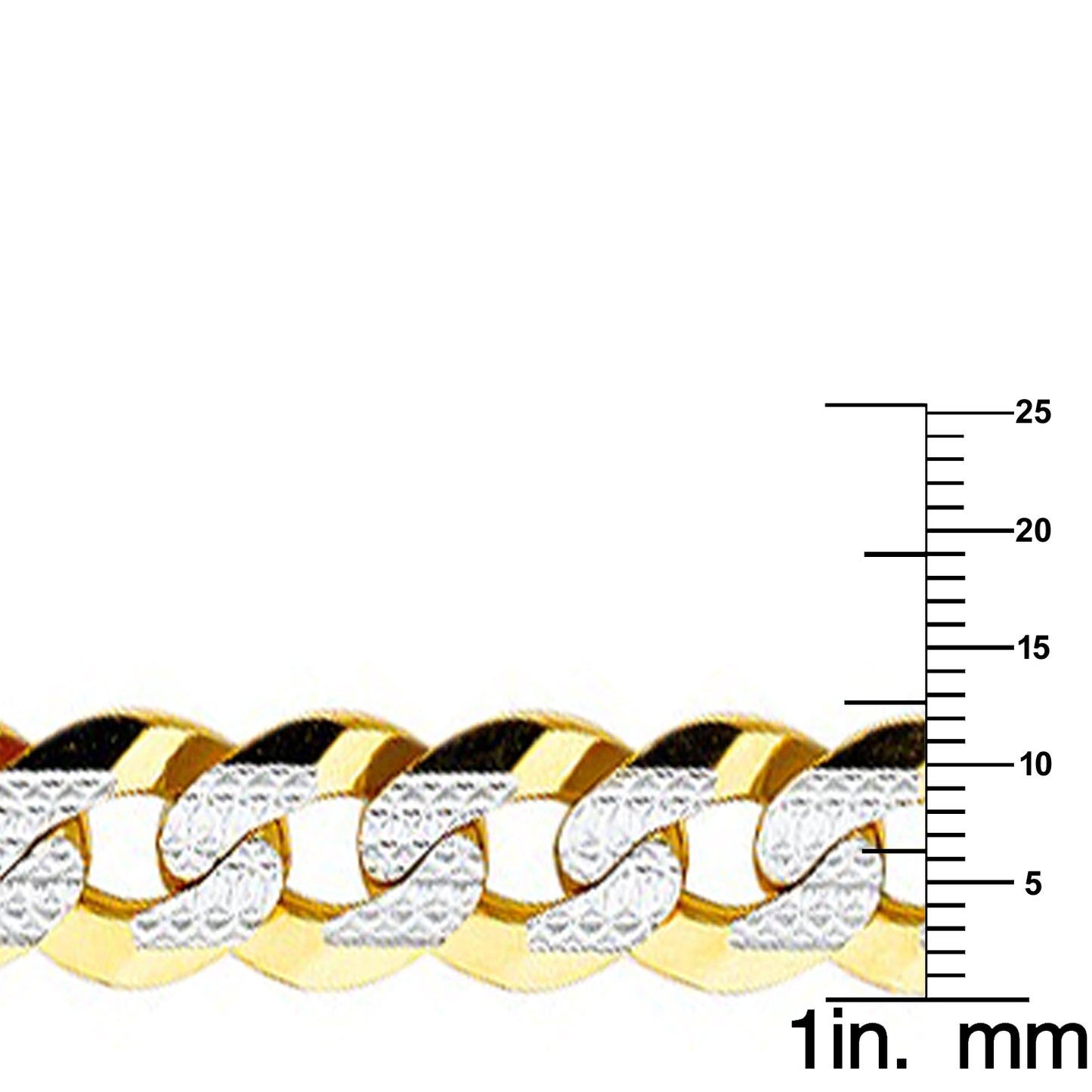 14k Two-tone Gold 12.2-mm Wide Regular White Pave Cuban Chain 8.5 inch Bracelet