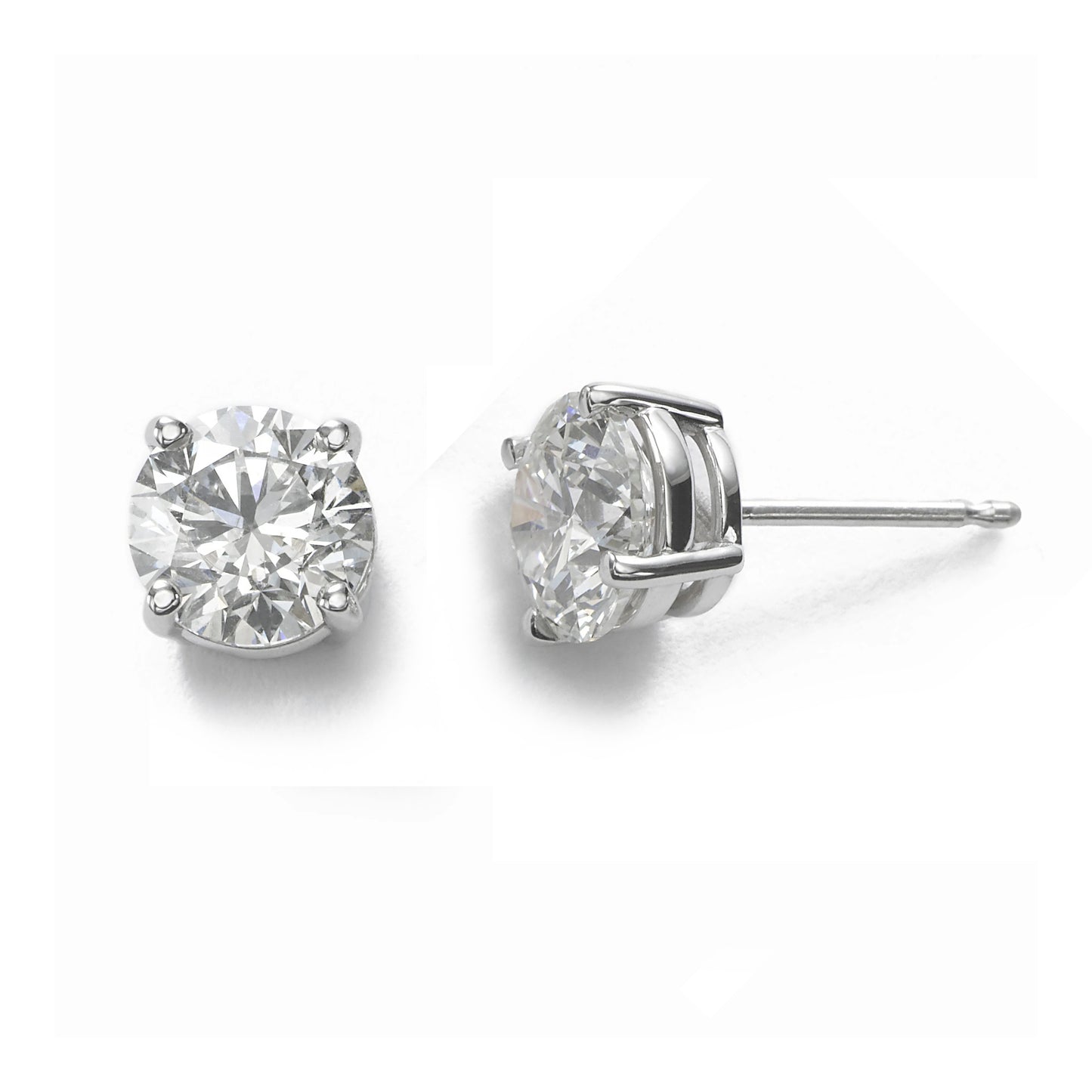 14k White Gold 2ct Lab-created White Diamond Solitaire Earrings