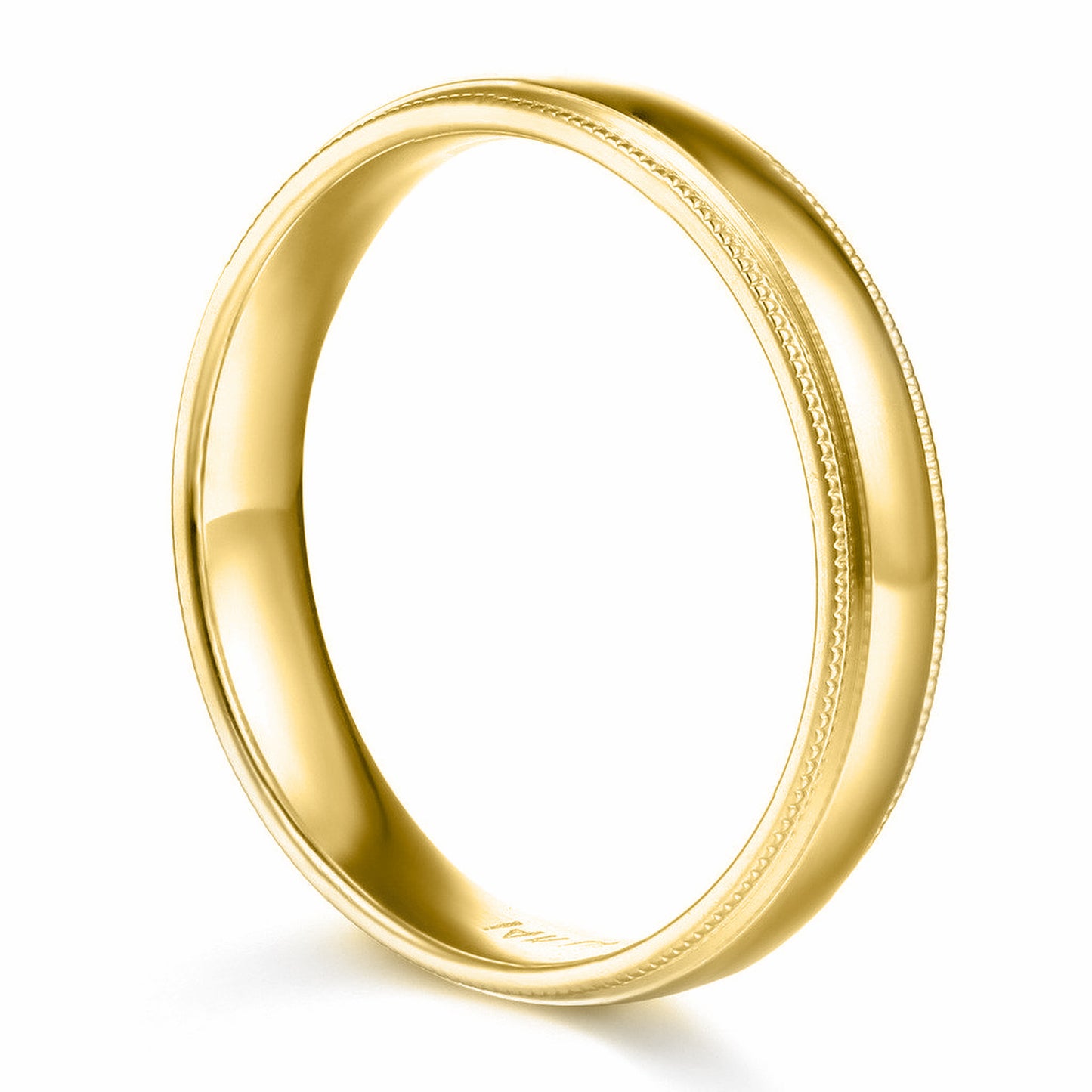 14k Yellow Gold 7mm Unisex Standard-fit Polished Milgrain Wedding Band