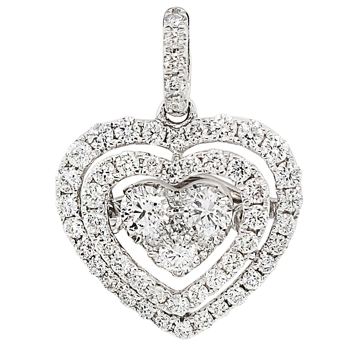 18k White Gold 5/8ct TDW White Diamond Cluster Heart Pendant Necklace