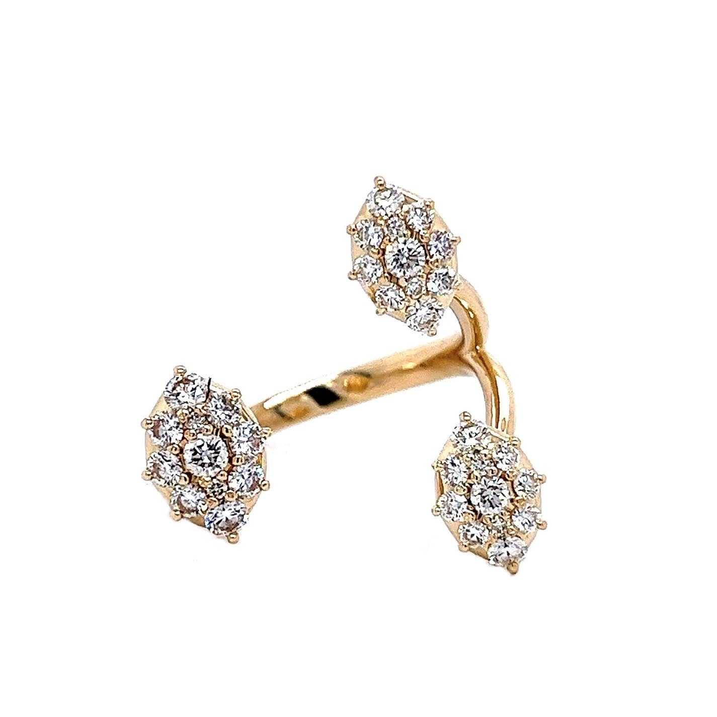 14k Yellow Gold 3/4ct TDW White Diamond Open Cluster Ring