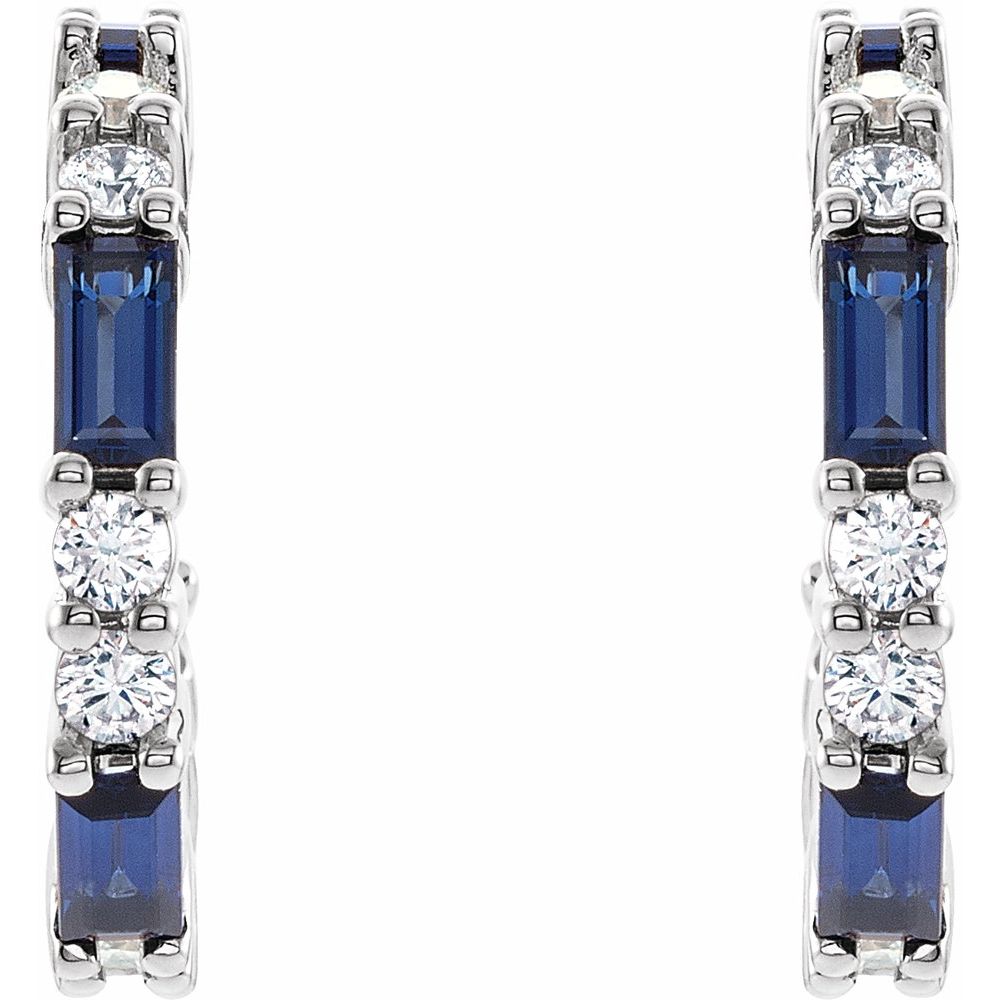 14k White Gold Lab-Grown Blue Sapphire & 1/2 CTW Natural Diamond Earrings