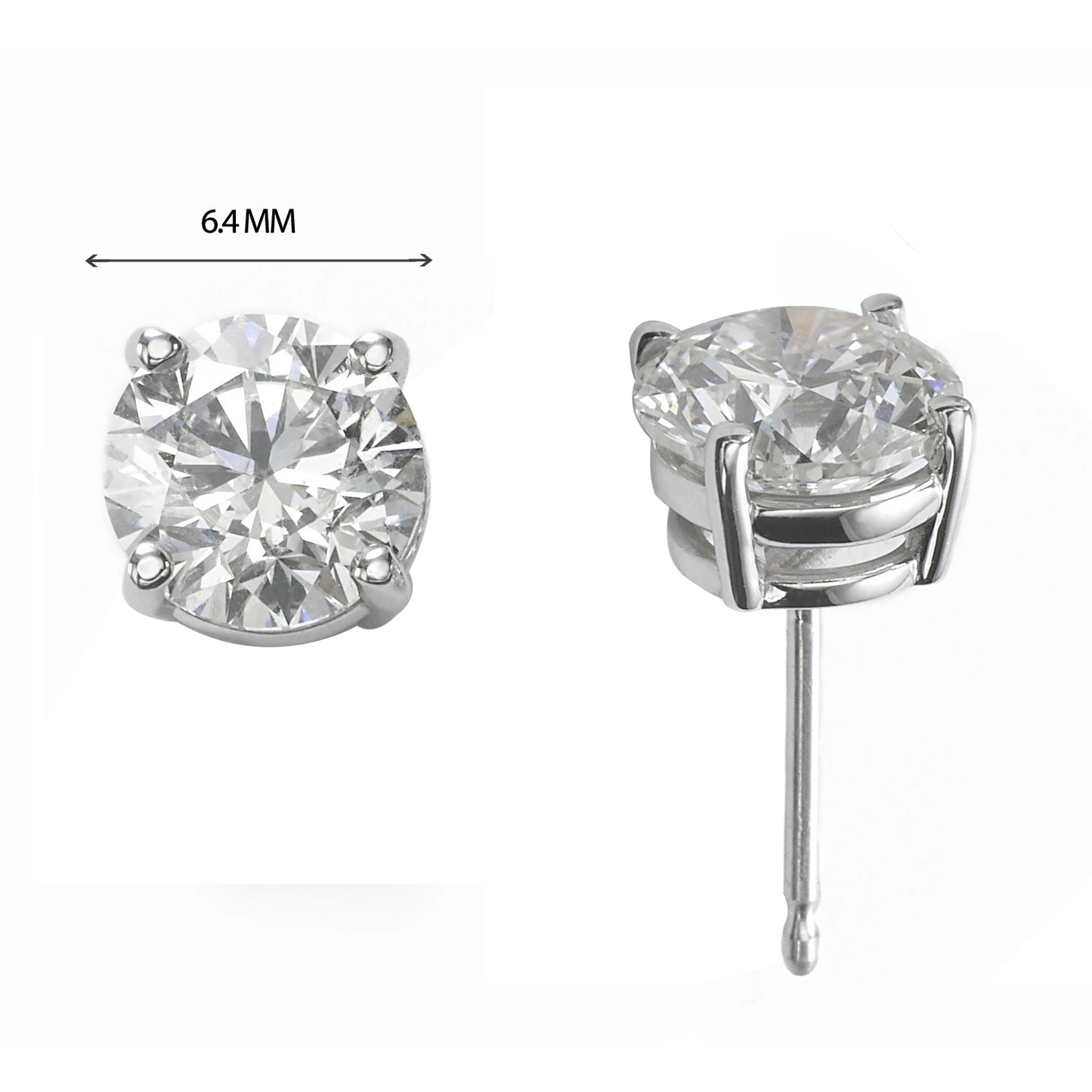 14k White Gold 2ct Lab-created White Diamond Solitaire Earrings