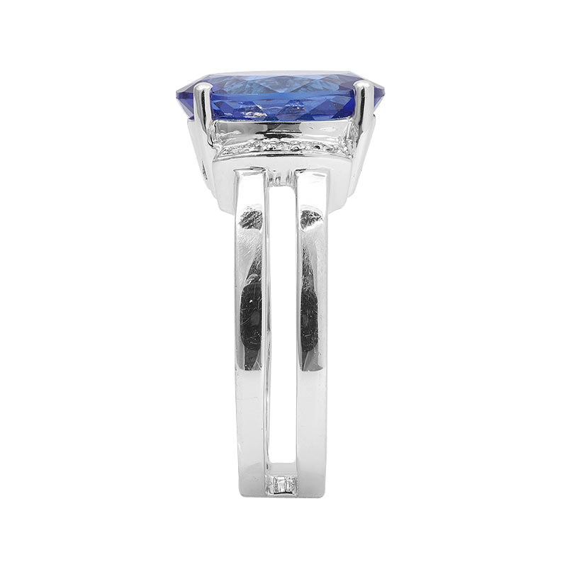 18k White Gold 5.53ct TGW Blue Tanzanite and White Diamond Ring (7)