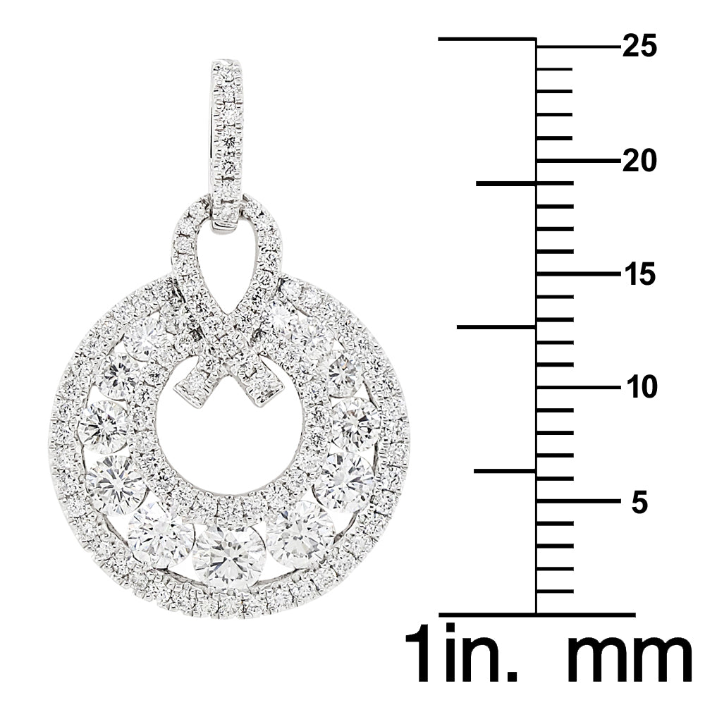 18k White Gold 1-1/5ct White Diamond Round Ribbon Pendant Necklace