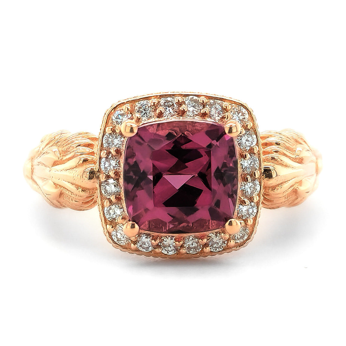 18K Rose Gold 3.89ct TGW Purple Rhodolite Garnet and Diamond One-of-a-Kind Ring