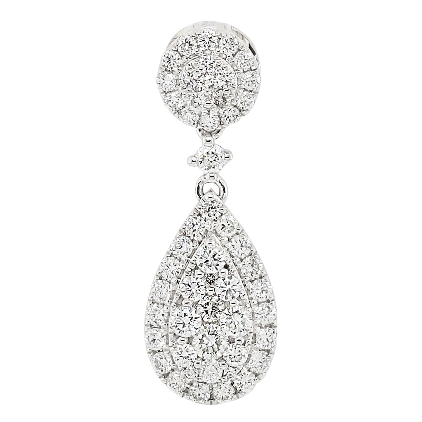 18k White Gold 5/8ct TDW White Diamond Pear Shape Cluster Pendant Necklace