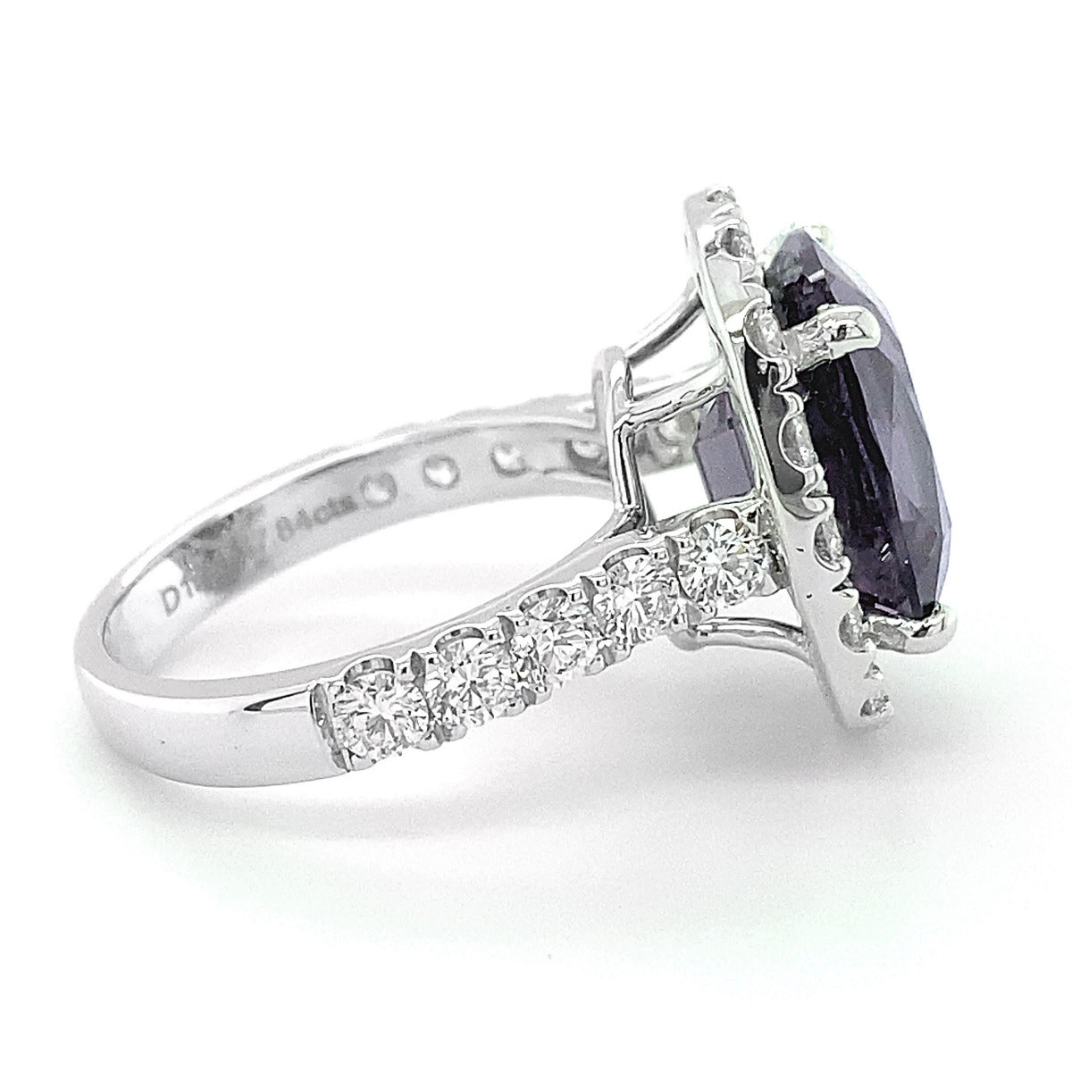 18K White Gold 9.55ct TGW Burmese Grey Spinel and Diamond Ring