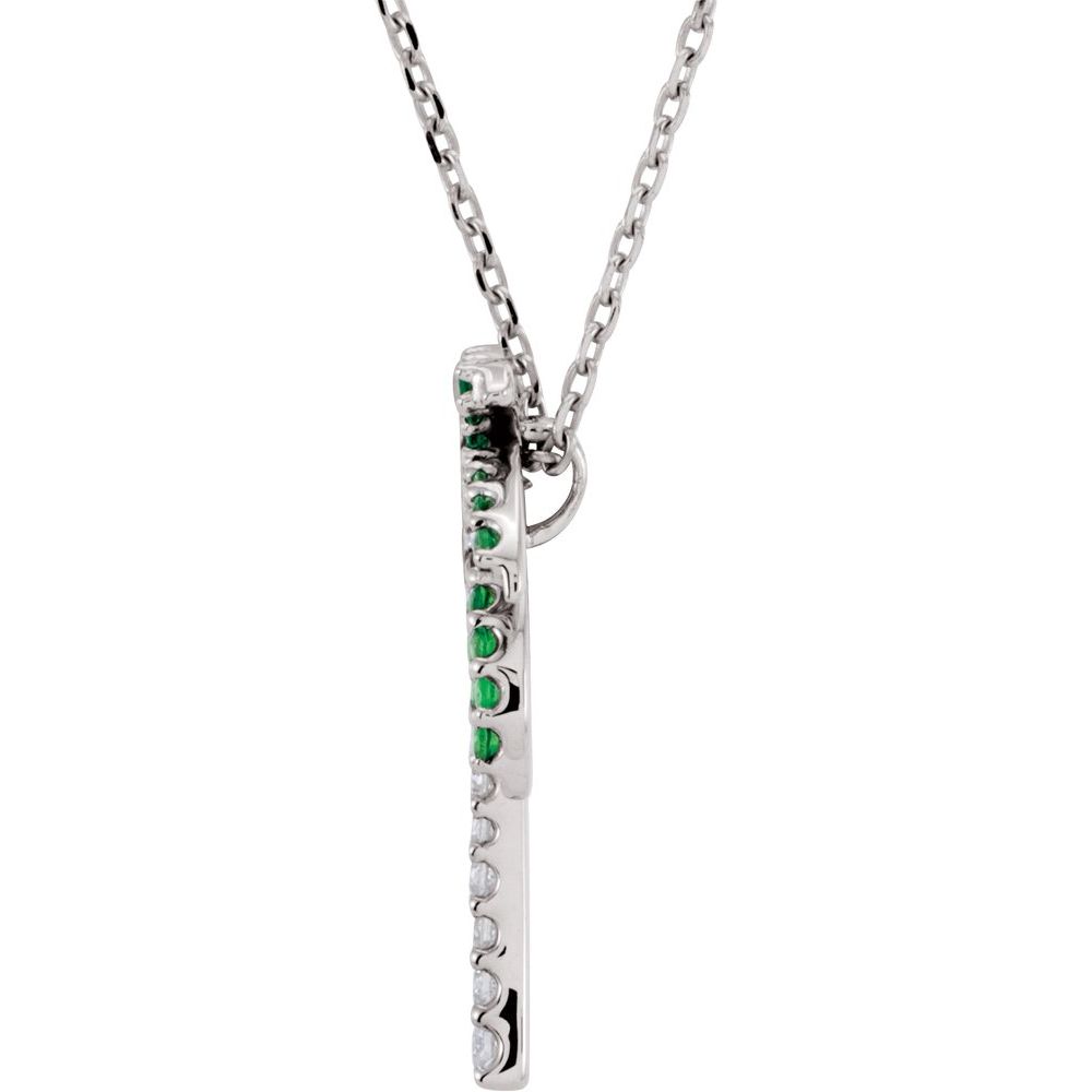 14k White Gold Natural Tsavorite Garnet & .08 CTW Natural Diamond 18" Necklace
