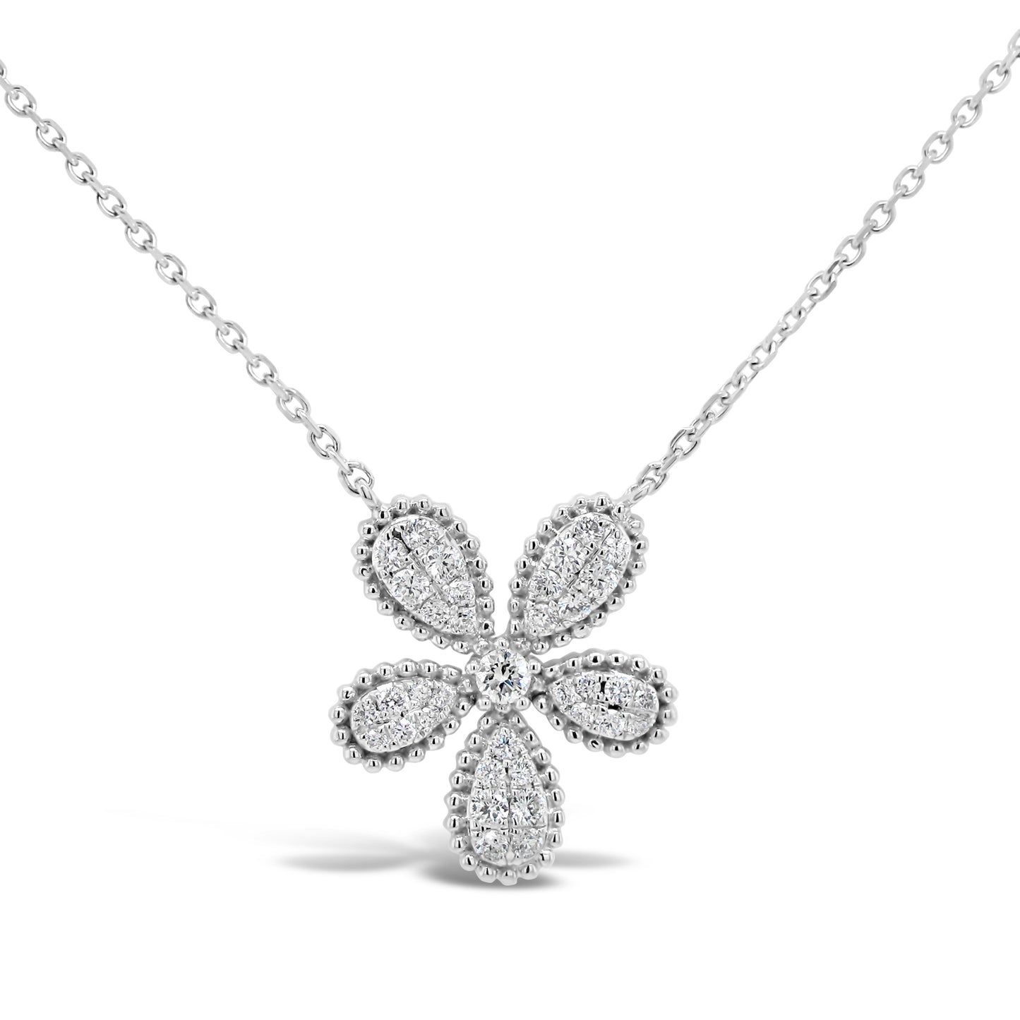 18k White Gold 3/8ct TDW White Diamond Flower Pendant Necklace