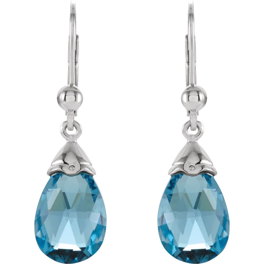 14k White Gold Natural Swiss Blue Topaz Earrings