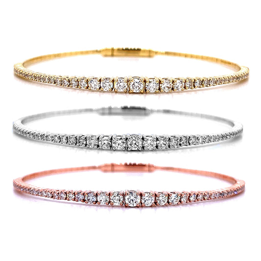 14k Gold 1 3/8ct TDW Round Graduated Diamond 6.5" Tennis Link Bracelet