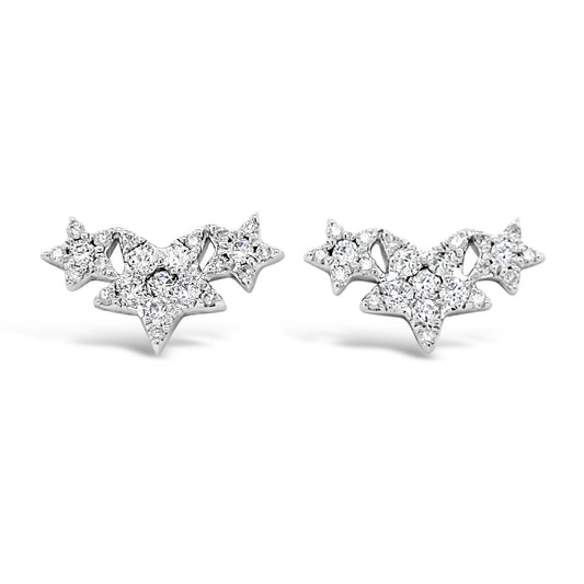 18k White Gold 1/4ct TDW White Diamond 3-Star Stud Earrings