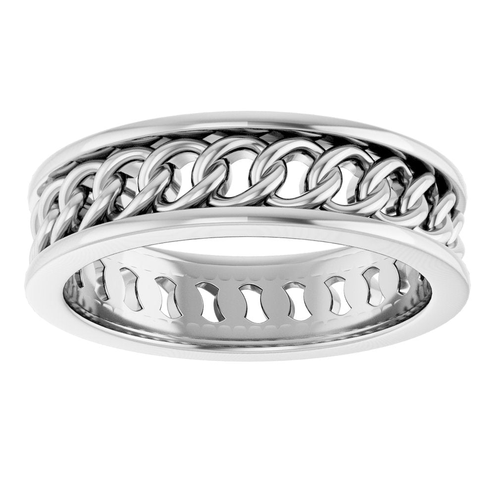 14K White Gold 6.3 mm Curb Link Band Size 10