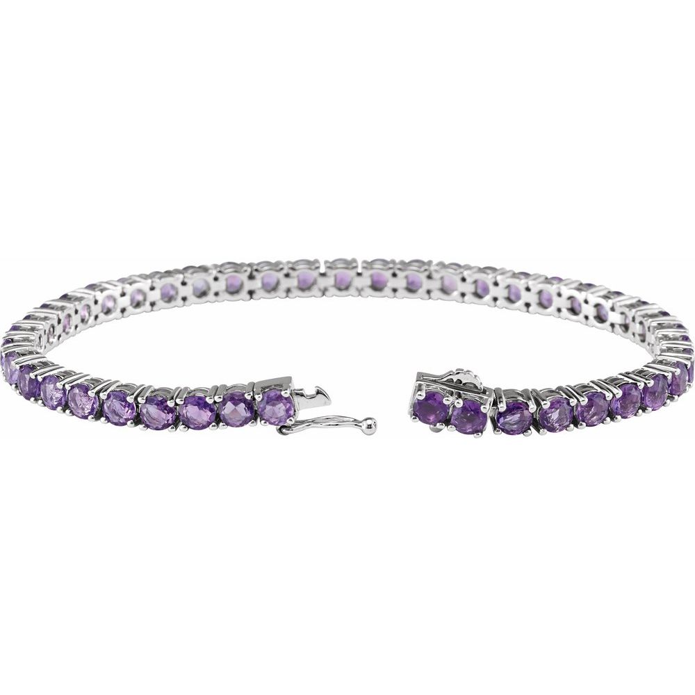 14k White Gold Natural Amethyst 7 1/4" Line Bracelet