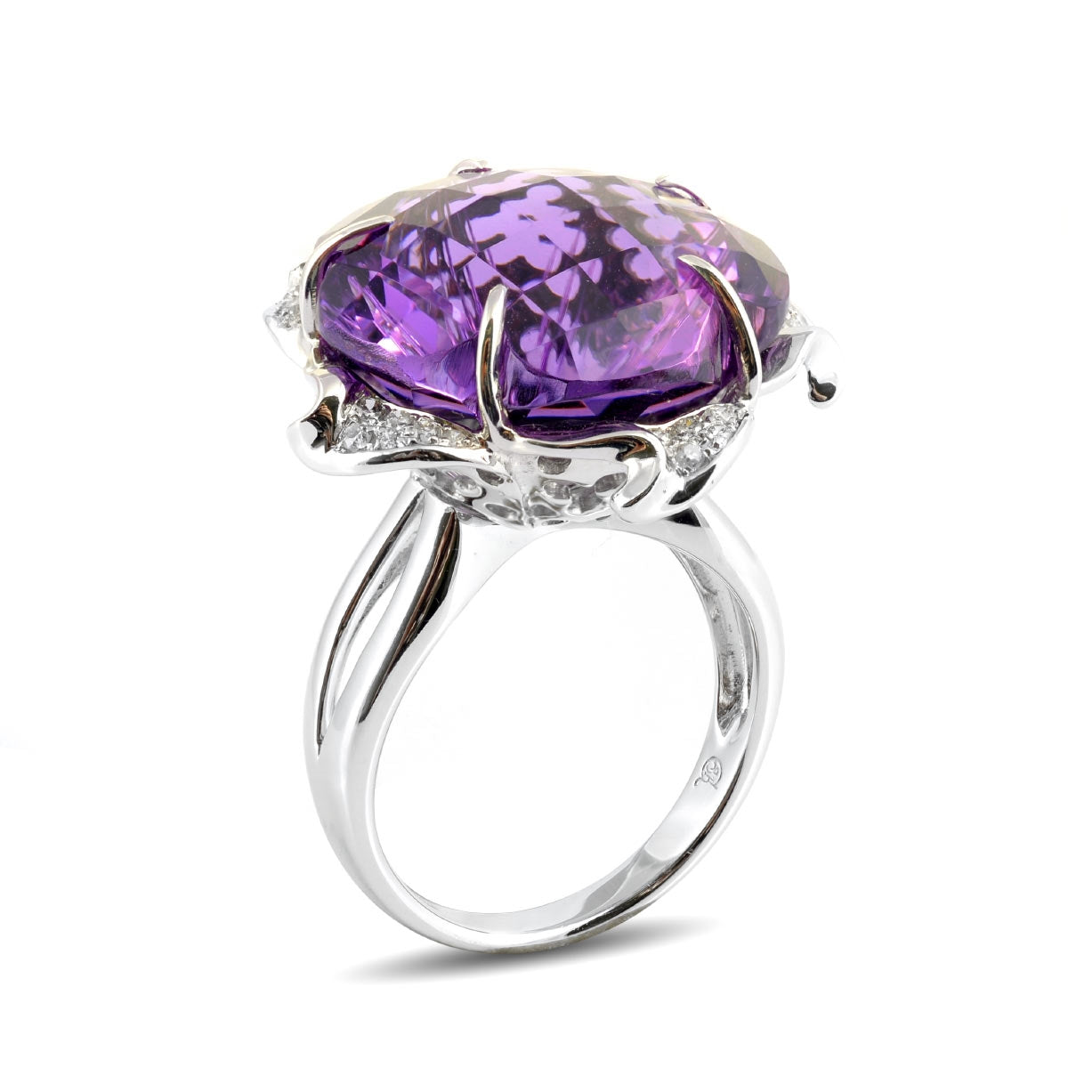 18K White Gold 23.94 ct TGW Amethyst One-of-a-Kind Ring