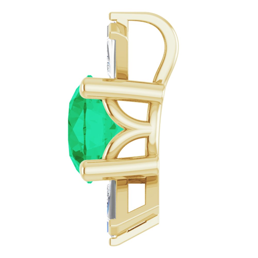 14k Yellow Gold Natural Emerald & 1/6 CTW Natural Diamond Pendant