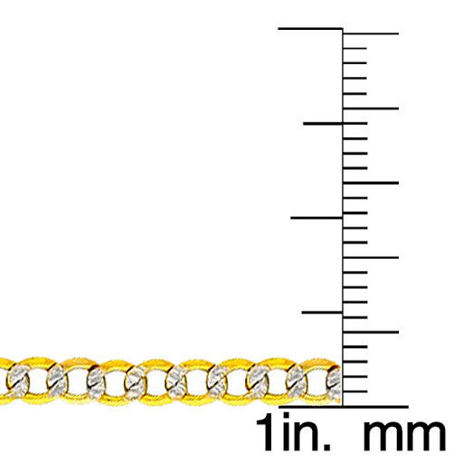 14k Two-tone Gold 3.5mm White Pave Hollow Cuban Unisex Chain Necklace