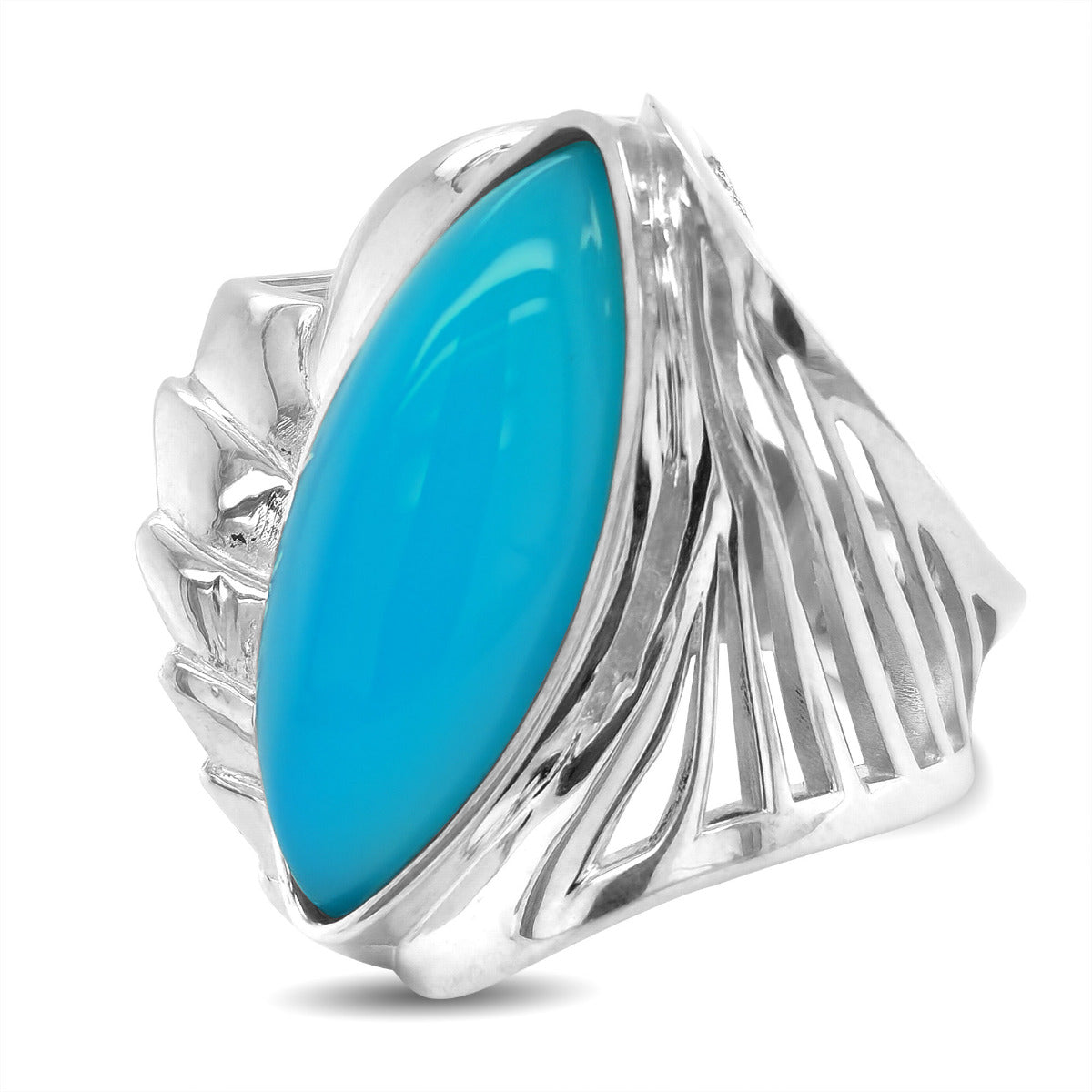 Silver 11.53ct TGW Green-Blue Agate One-of-a-Kind Ring