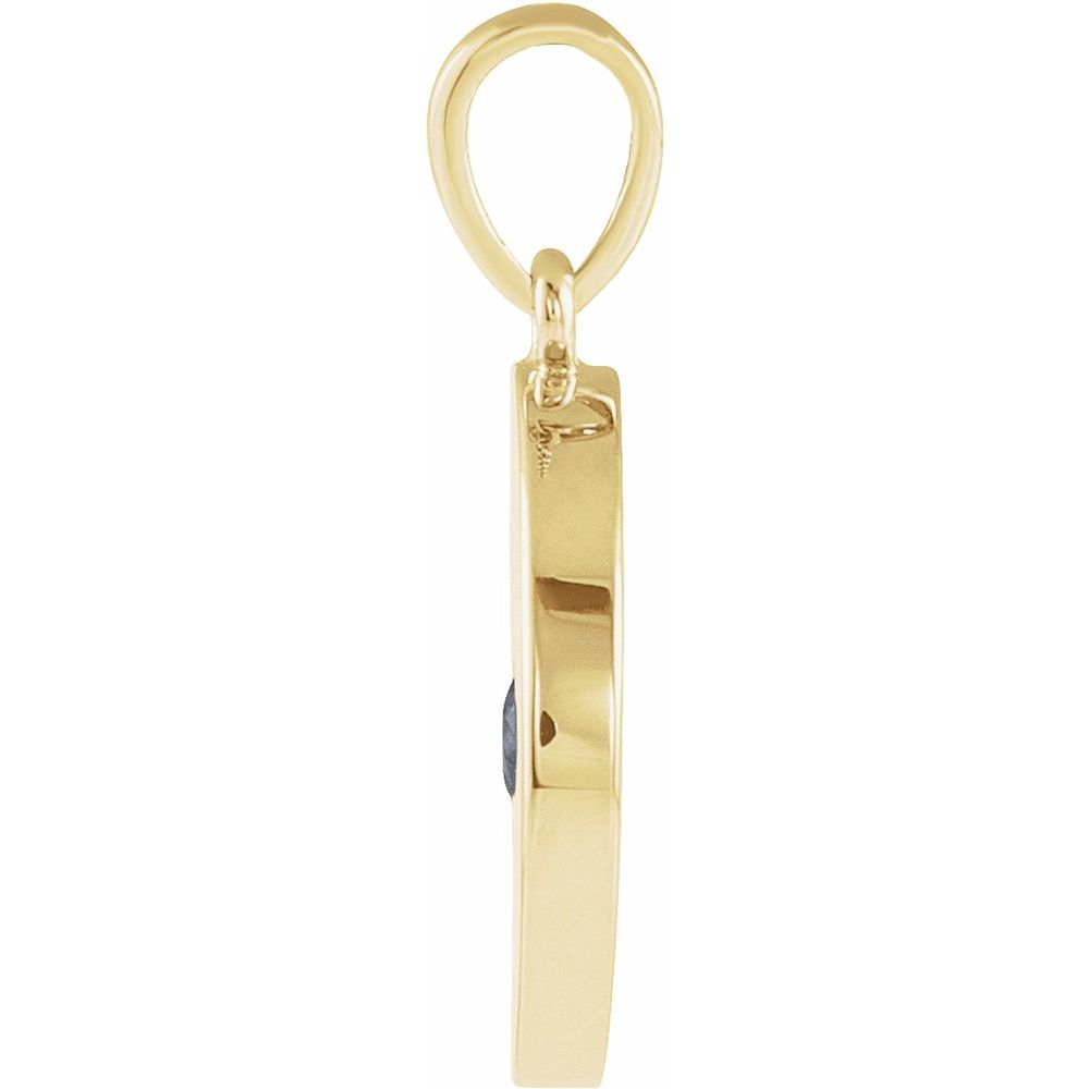 14k Yellow Gold Natural Blue Sapphire Disc Pendant