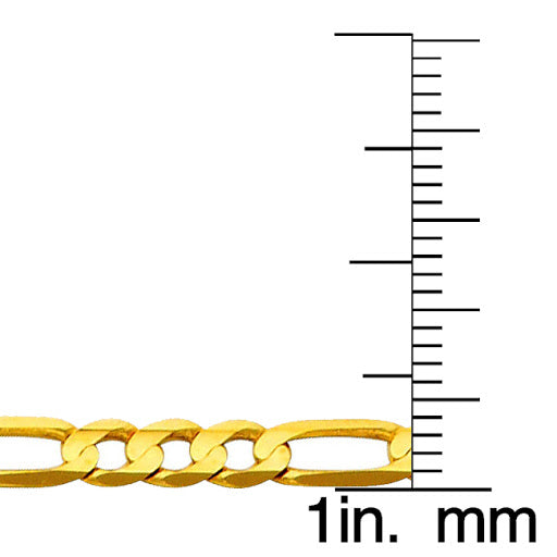14k Yellow Gold 3.9mm Light Figaro Unisex Chain Necklace