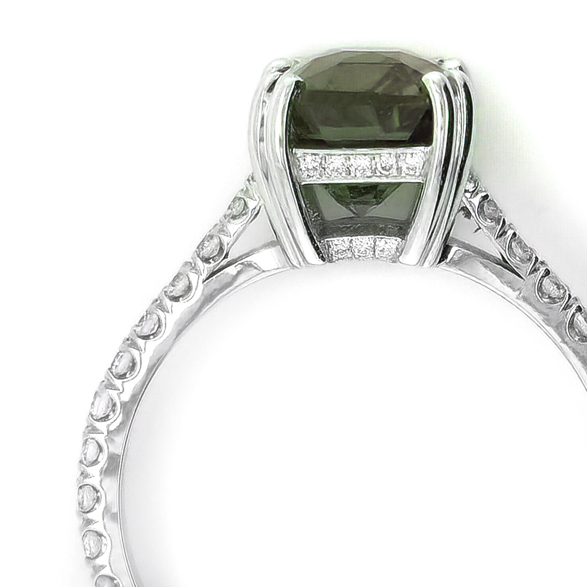 18K White Gold 3.94ct TGW Color Change Alexandrite and Diamond One-of-a-Kind Ring