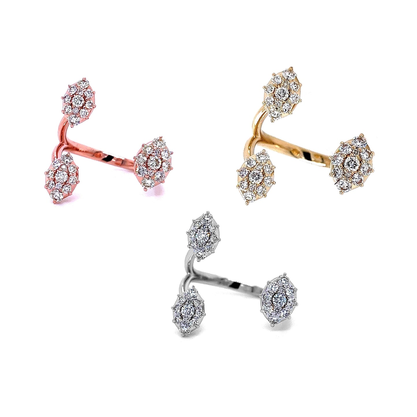 14k Rose, Yellow or White Gold 3/4ct TDW White Diamond Open Cluster Ring