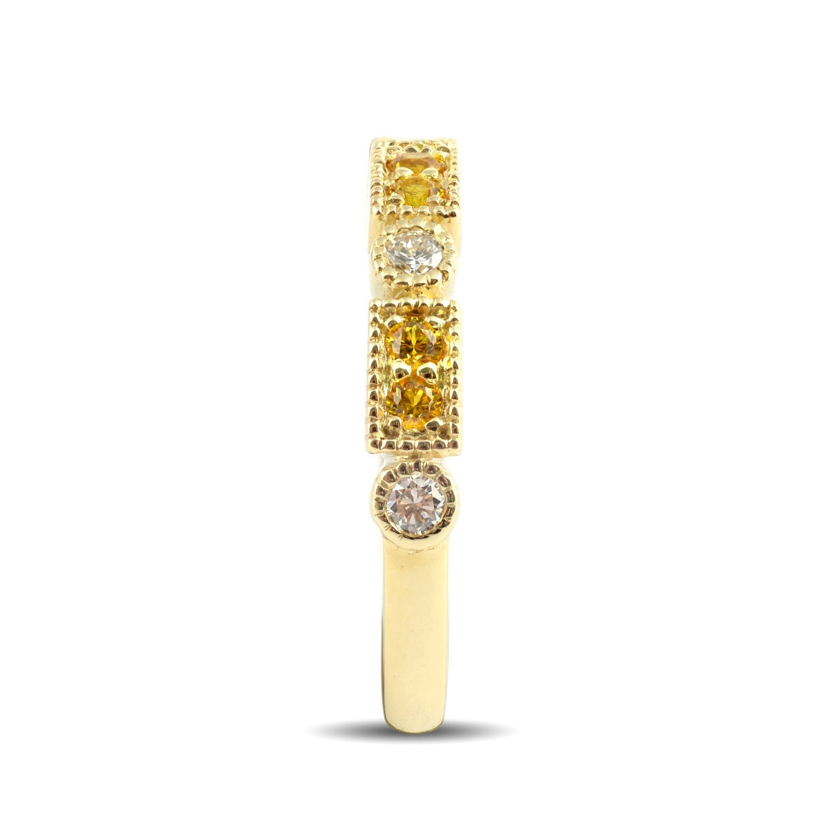 14K Yellow Gold 0.36ct TGW Yellow Sapphire and Diamonds One of a Kind Band