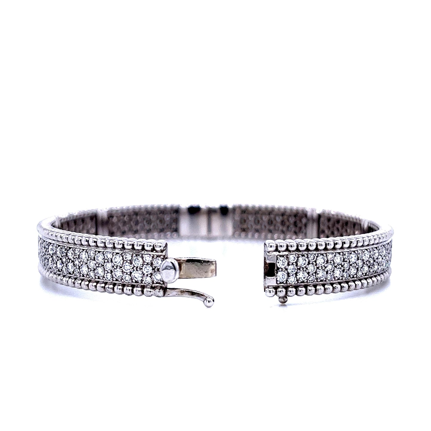 14k White Gold 3.6ct TDW White Diamond Wide Bangle Bracelet