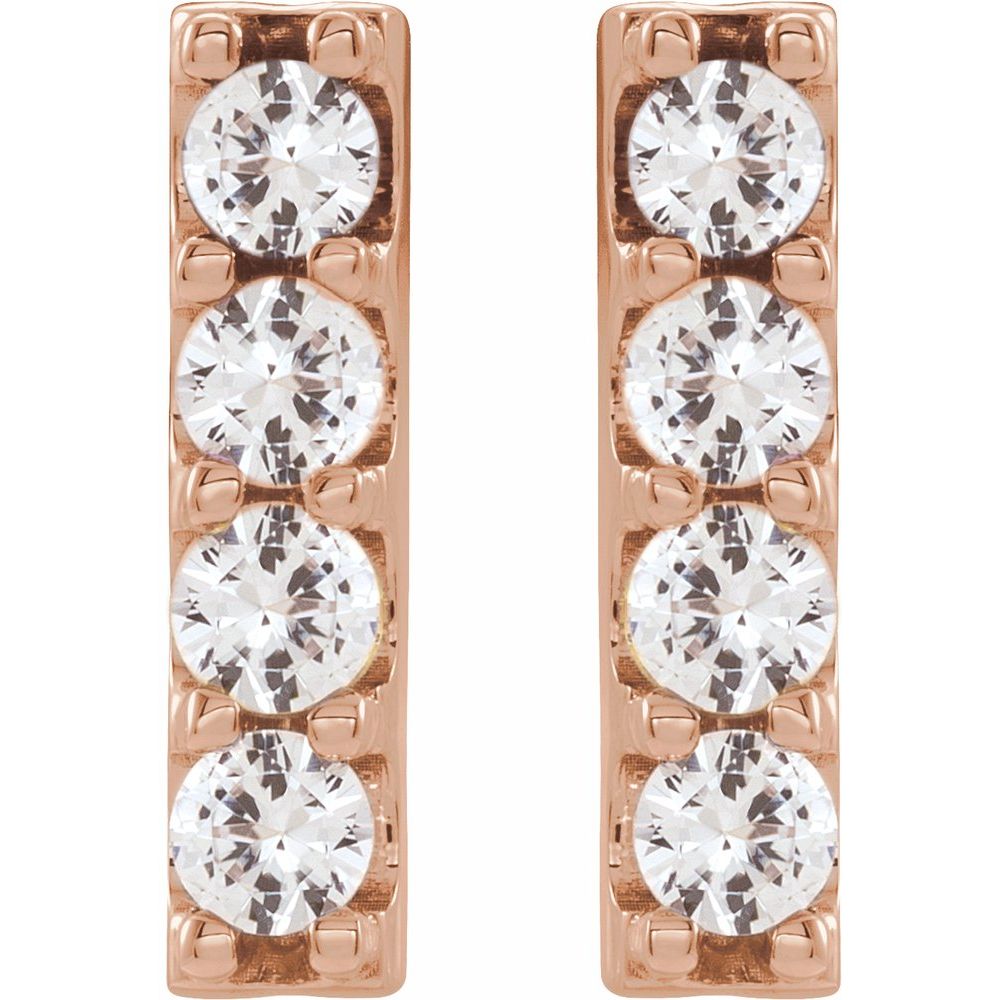14k Rose Gold 1/2 CTW Lab-Grown Diamond Bar Earrings