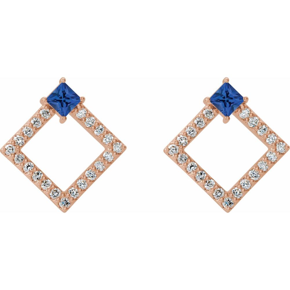 14k Rose Gold Natural Tanzanite & 1/3 CTW Natural Diamond Earrings