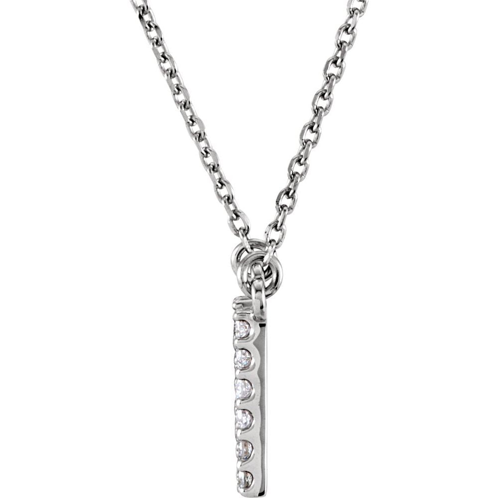 Unisex 14K White Gold 1/6 CTW White Diamond Natural Diamond Initial N Pendant Necklace