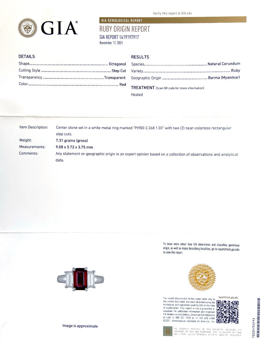 Platinum 3.28ct TGW Red Ruby and Diamond One-of-a-Kind Ring