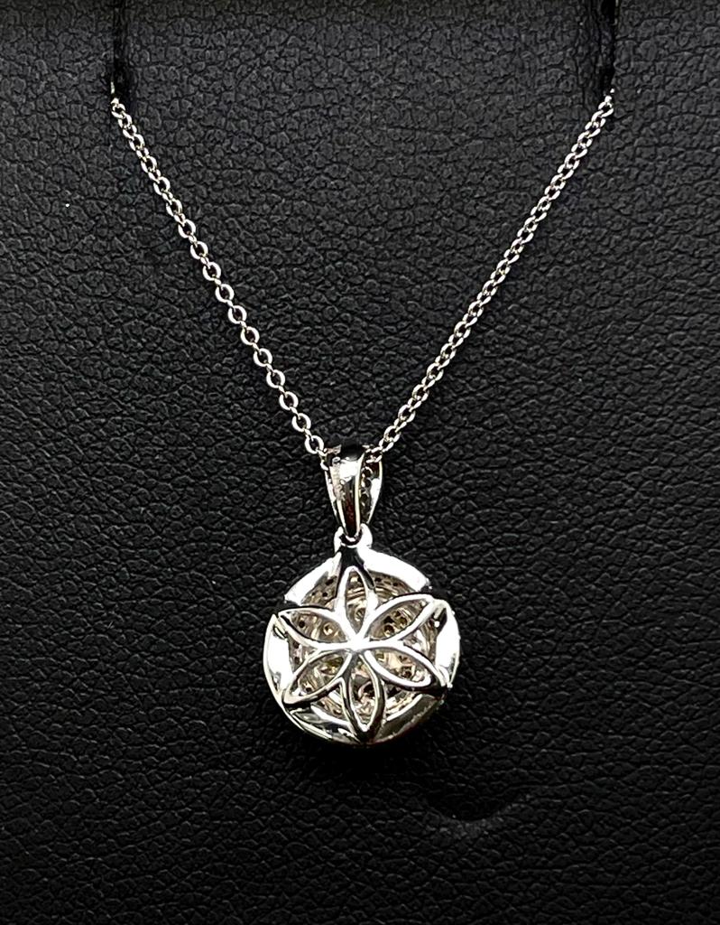 18k Two-tone Gold 1/2ct TDW White and Fancy Yellow Round Pendant Necklace