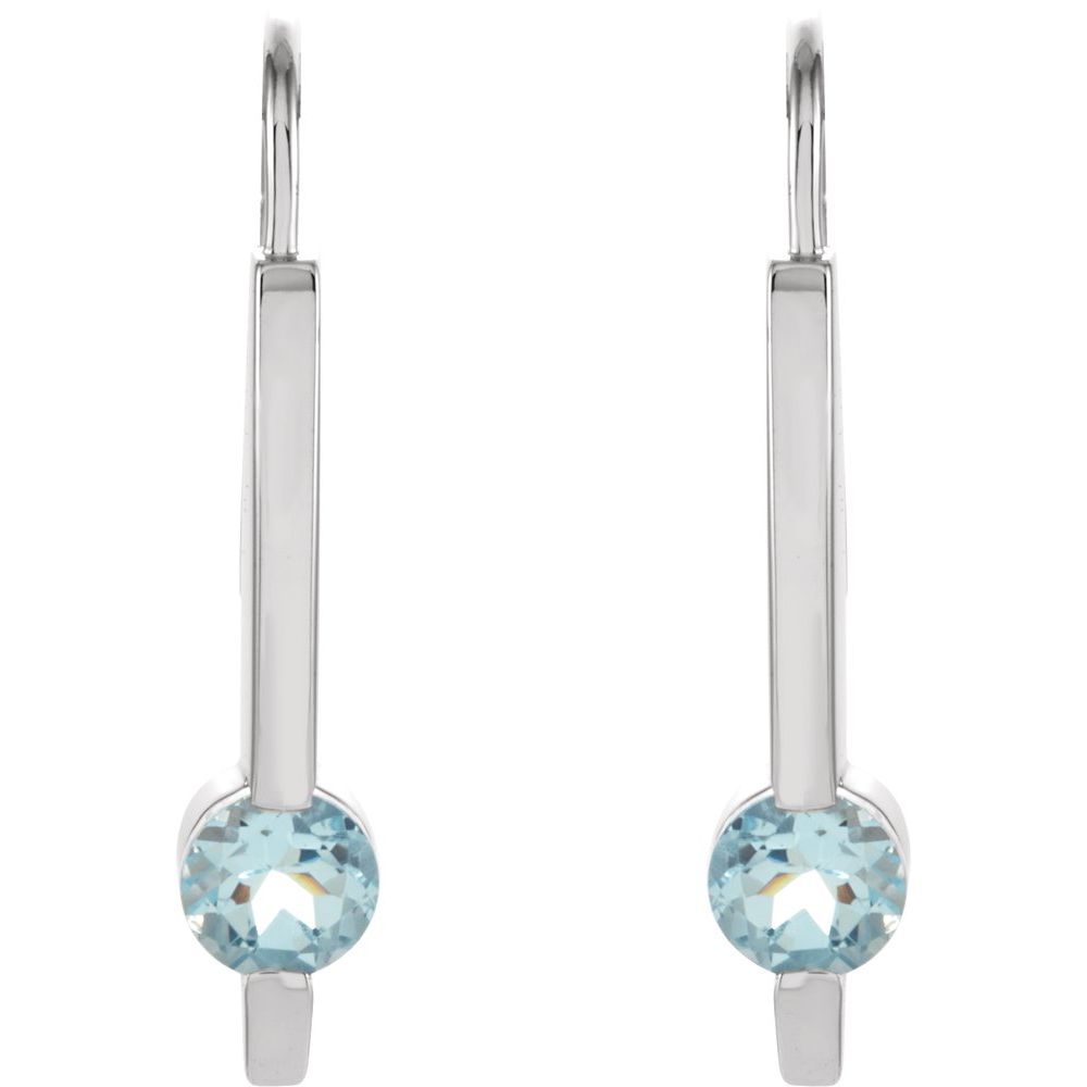 14k White Gold Natural Aquamarine Bar Earrings