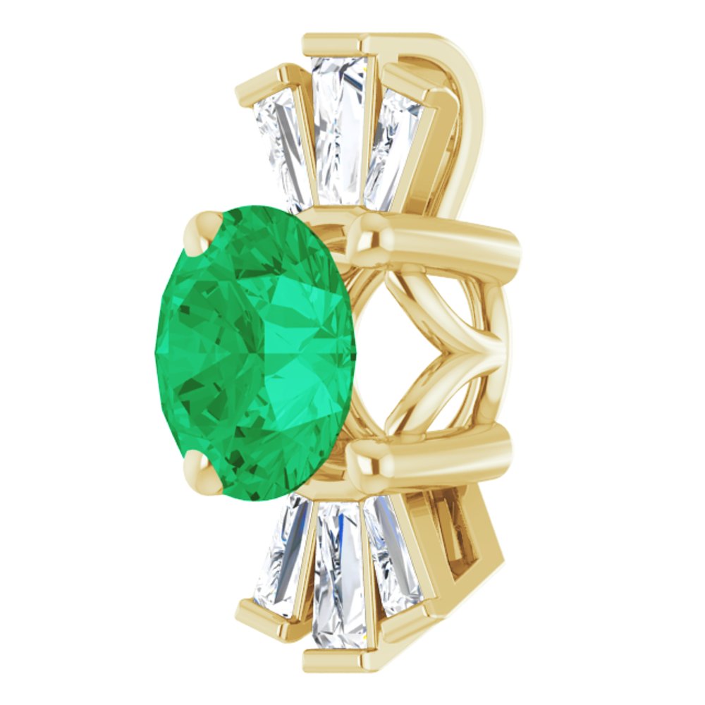 14k Yellow Gold Natural Emerald & 1/6 CTW Natural Diamond Pendant