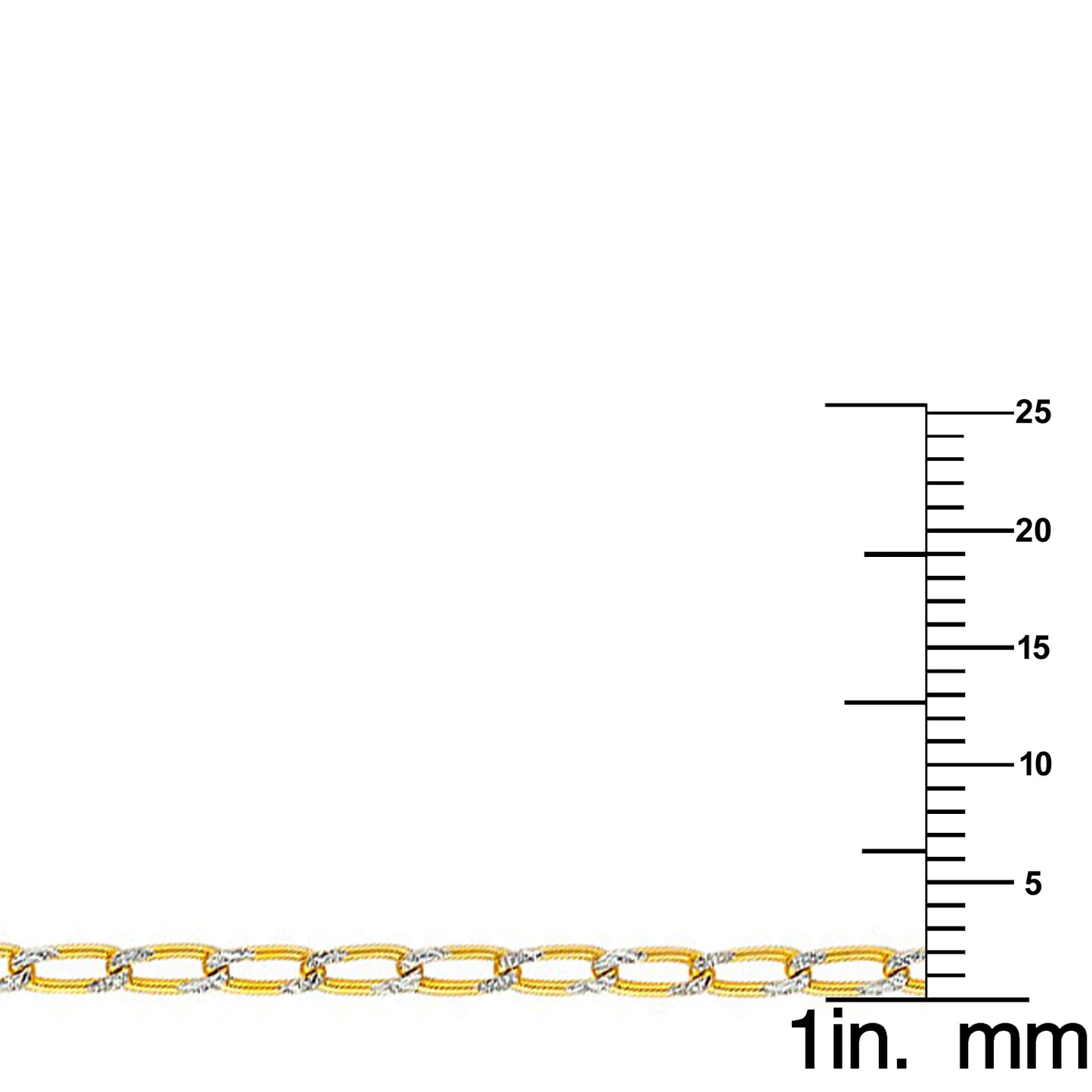 14k Yellow Gold 2.2mm White Pave 1/1 Figaro Unisex Chain Necklace