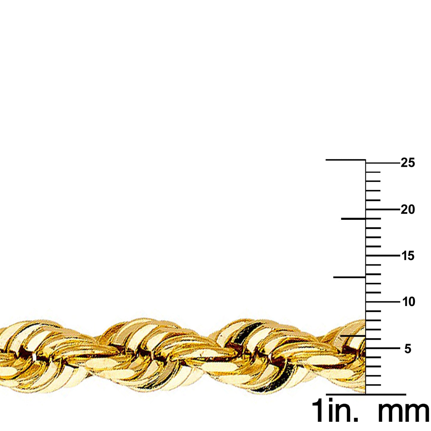 14k Yellow Gold 8mm Wide Diamond-cut Solid Rope Men's Chain Bracelet (9 inch)