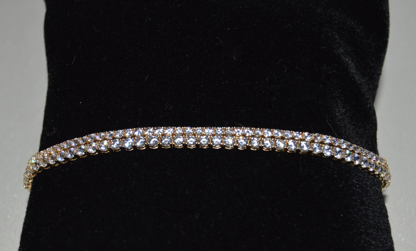 14k Yellow Gold 1.8-mm Round-Cut Cubic Zirconia Tennis Bracelet
