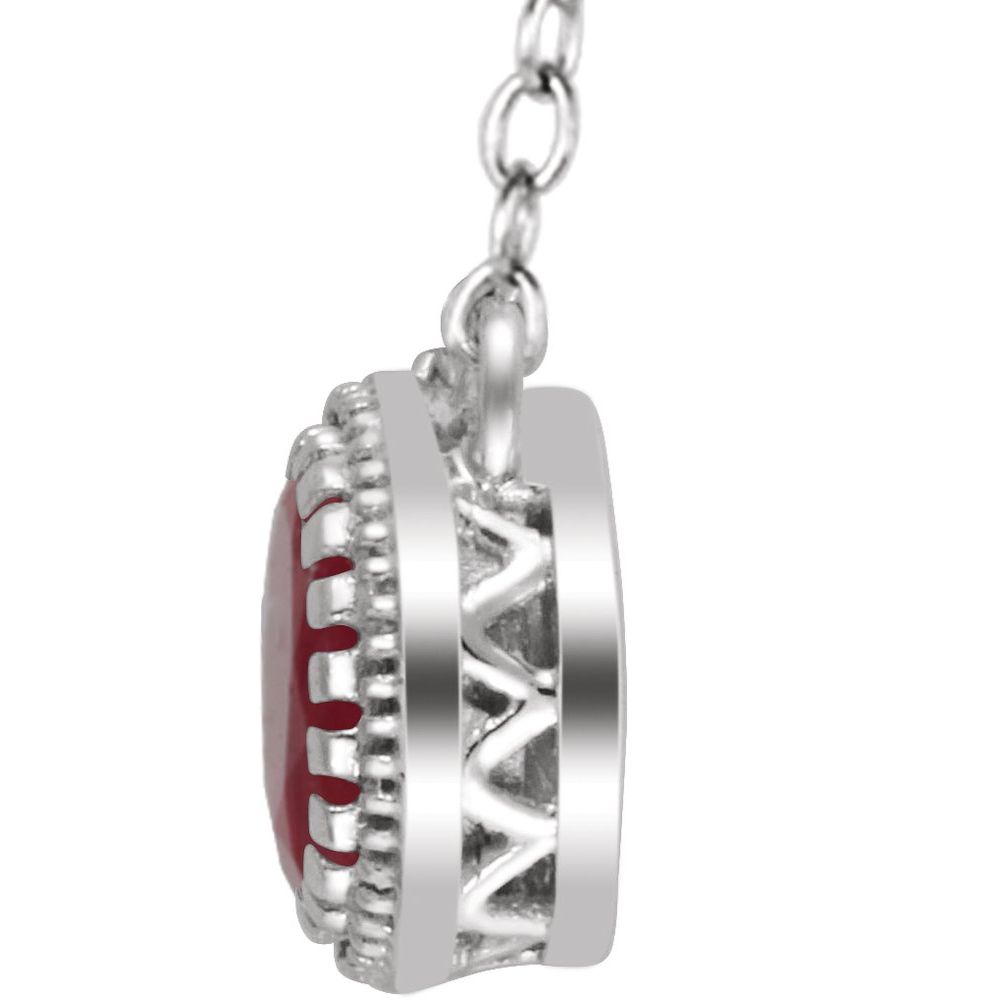 14k White Gold Natural Ruby "July" 18" Birthstone Necklace