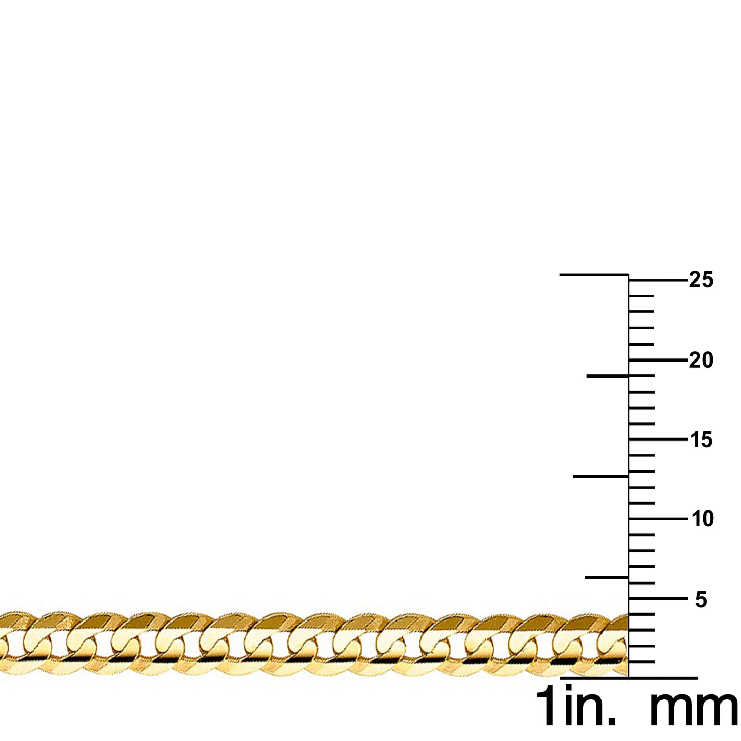 14k Yellow Gold 4mm Regular Concave Cuban Unisex Unisex Chain Necklace