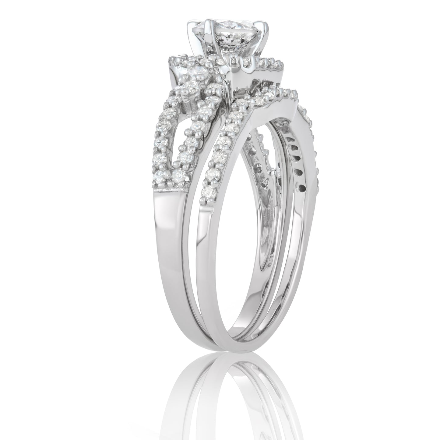 10k White Gold 1.00ct TDW White Diamond Bridal Set (H-I, I1-I2)