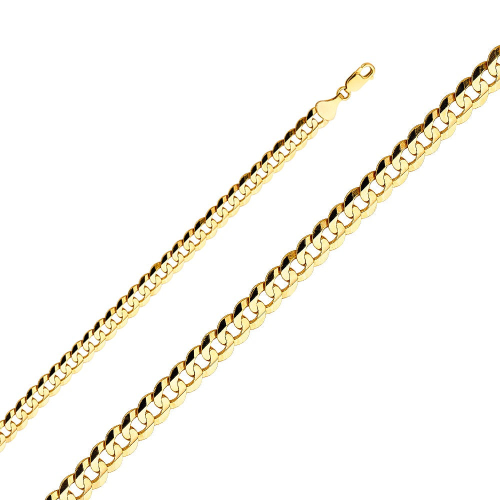 14k Yellow Gold 8.2-mm Wide Regular Concave Cuban Chain 8.5 inch Bracelet