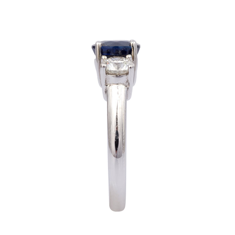 18k White Gold 3.04ct TGW Blue Sapphire and Diamond One-of-a-Kind Ring