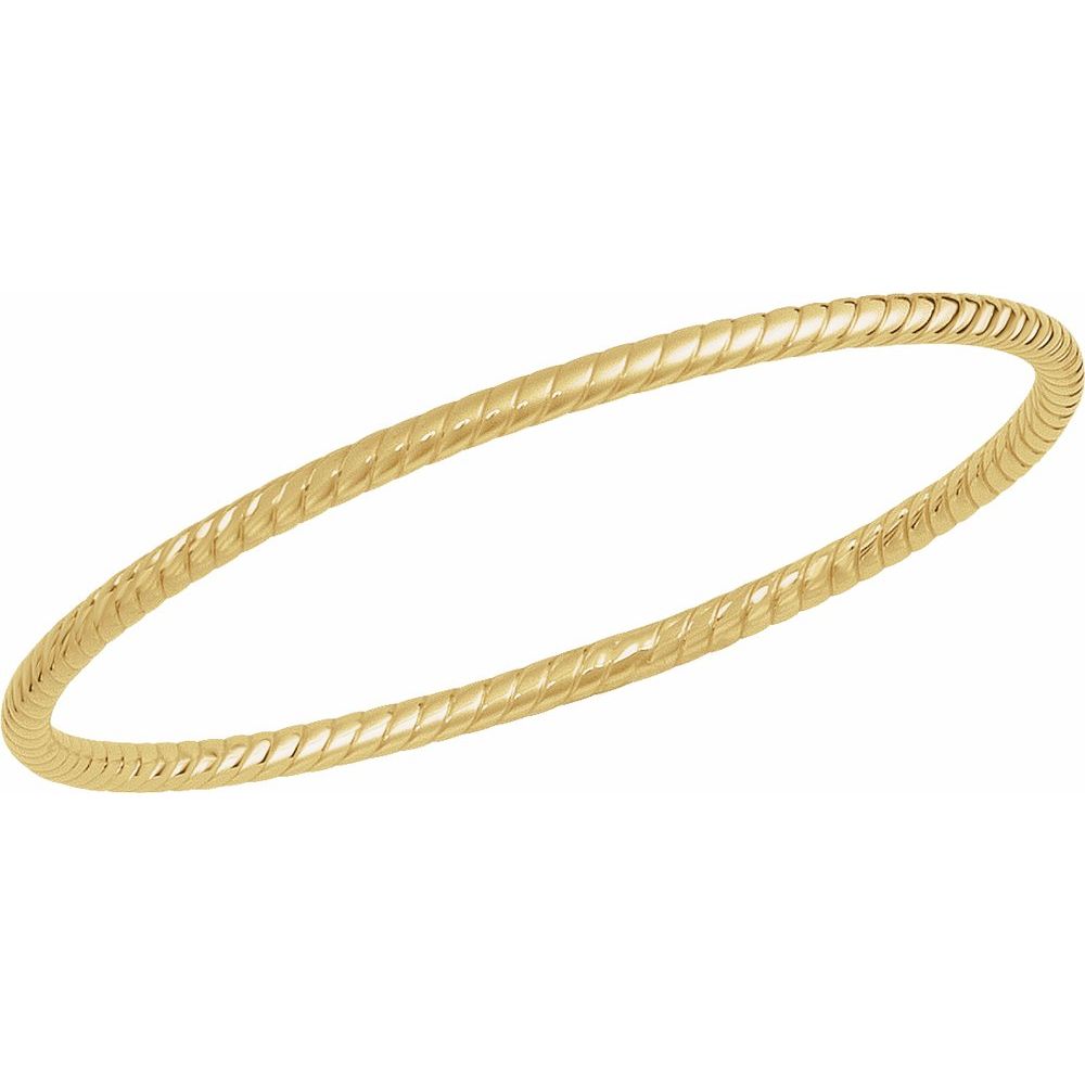 14K Yellow Gold 3 mm Twisted Bangle 7 1/2" Chain Bracelet