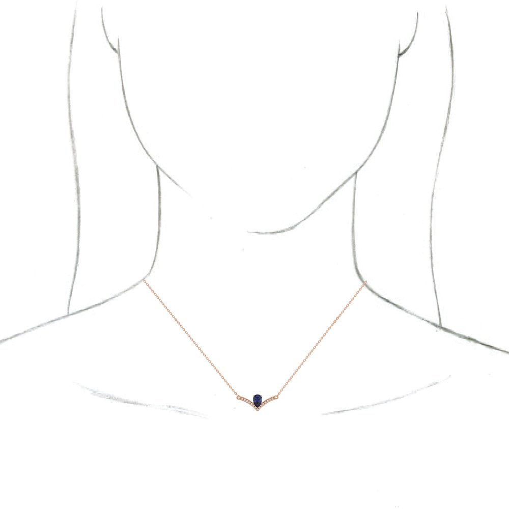 14k Rose Gold Lab-Grown Blue Sapphire & .06 CTW Natural Diamond 18" Necklace